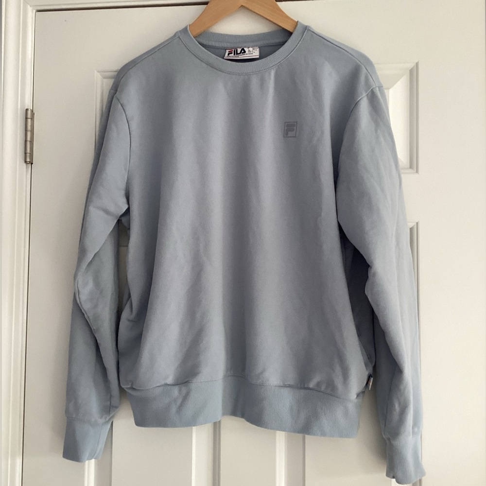 Fila Women’s Light Blue French Terry Crew Neck Sweatshirt L